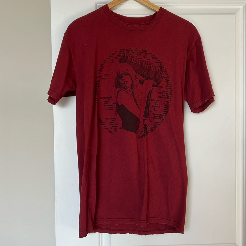 Red Taylor Swift Treacherous Shirt w/ Lyrics